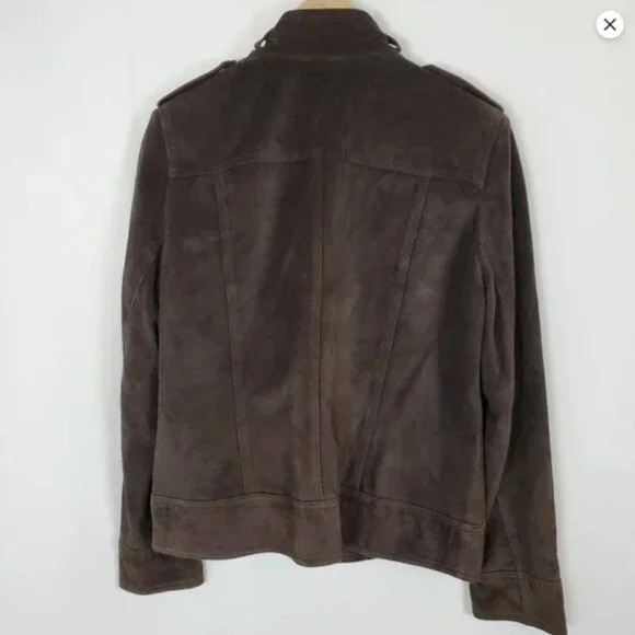 EUC! Anne Klein Suede Vintage Inspired Moto / Miliatry Style Leather Jacket, M - Picture 2 of 2